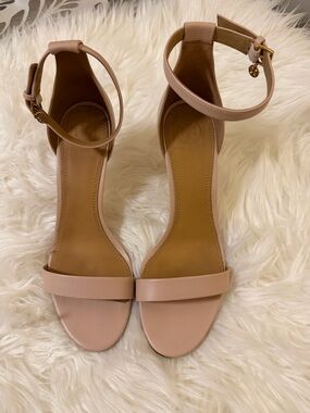 Tory Burch Blush Nude Ankle-Strap Open-Toe Heels